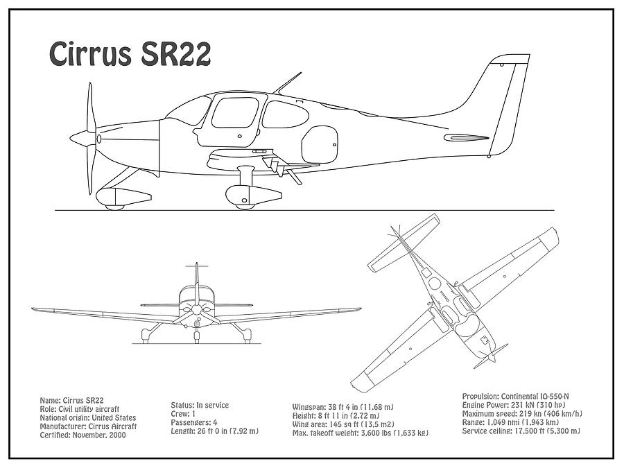 Cirrus SR22 dimensions