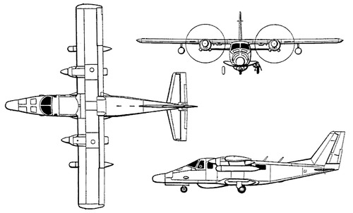 Vulcan Air P-68C dimensions