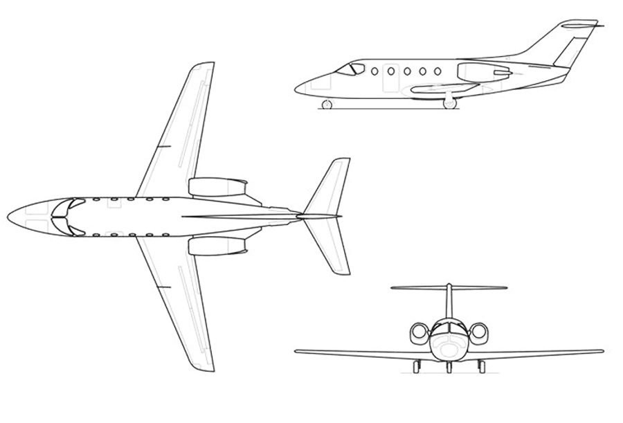 Beechcraft Hawker 400 dimensions