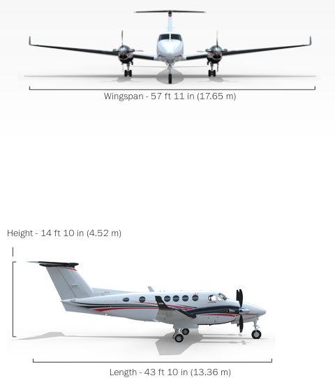 Beechcraft KingAir 250 dimensions