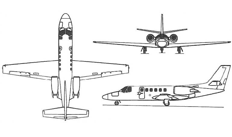 Cessna Citation II Bravo dimensions