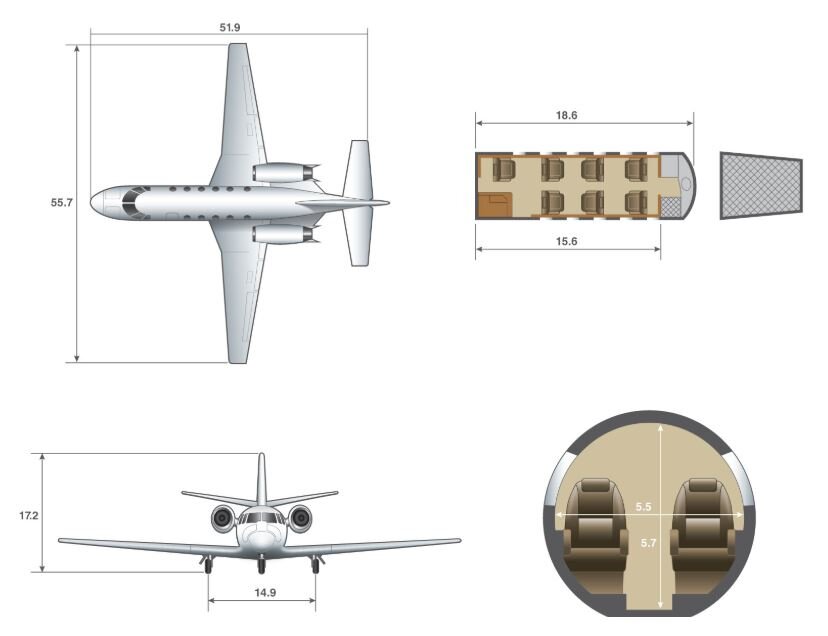 Cessna Citation XLS Plus dimensions