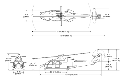 Sikorsky S-76 dimensions